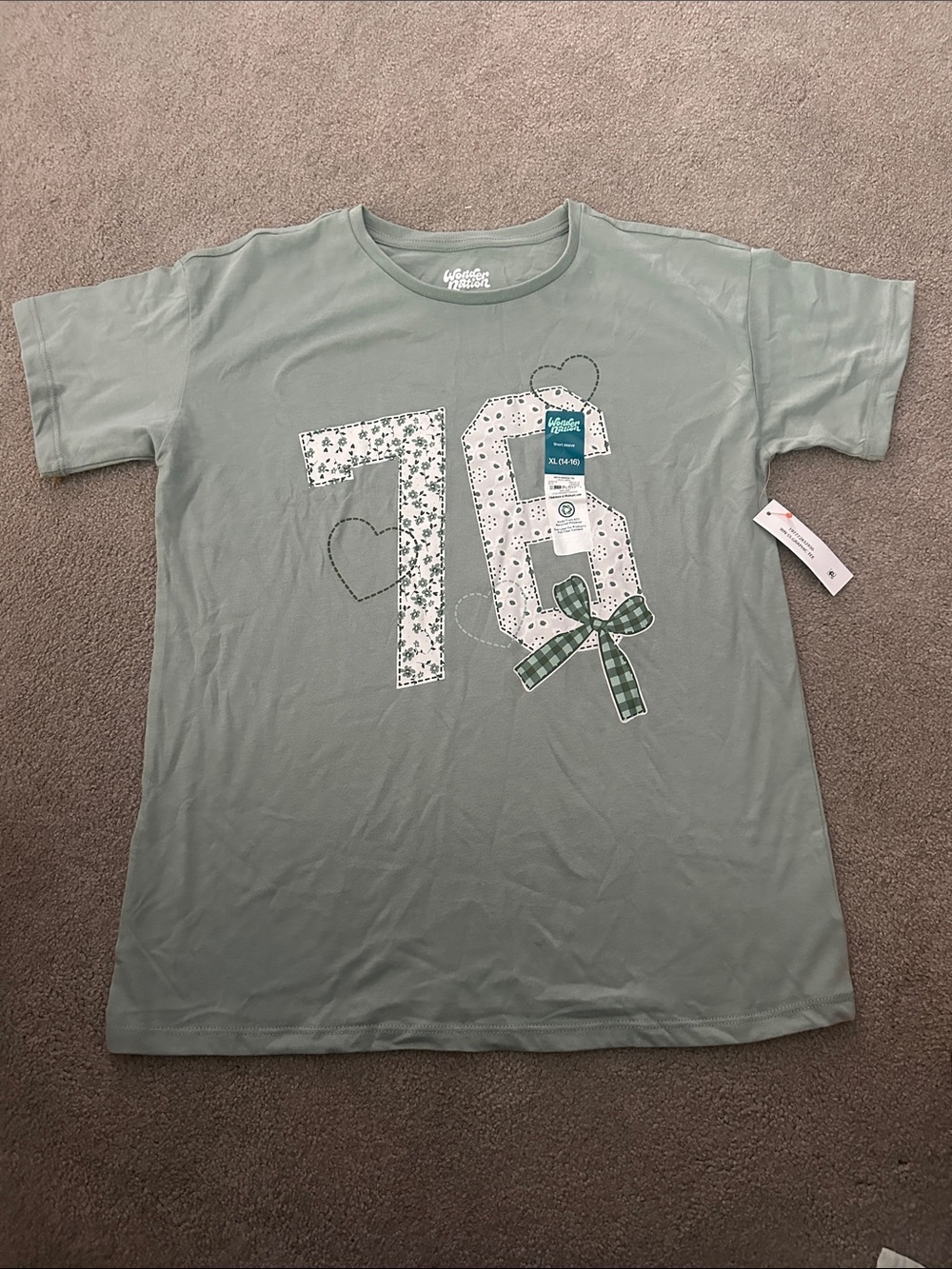 Wonder Nation Sage Green '76' Graphic Short Sleeve Tee